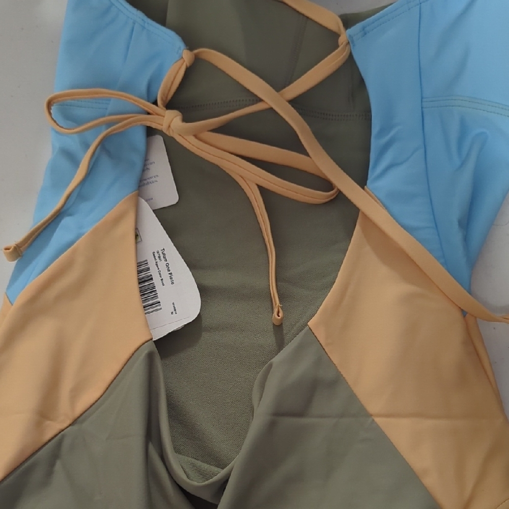 NWT Prana Green and Blue One Piece Swimwear with High-Leg Cut - Picture 3 of 4